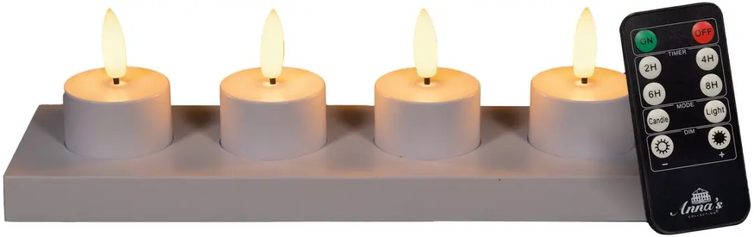 Anna's Collection Oplaadbare LED Theelichtjes - 4 Stuks - Wit