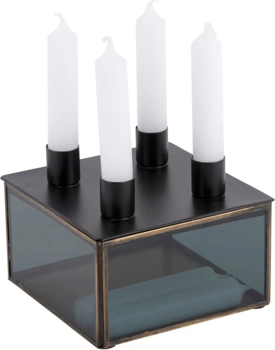 Present Time Boxed Square Kandelaar - Zwart - afbeelding 6 van 6