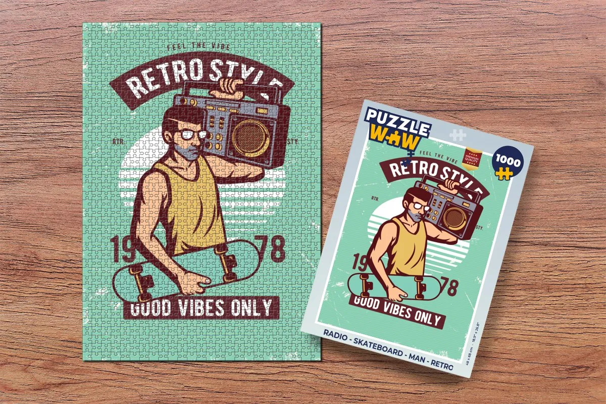 PuzzleWow Skateboard Retro Legpuzzel 1000 Stuks - Multicolor