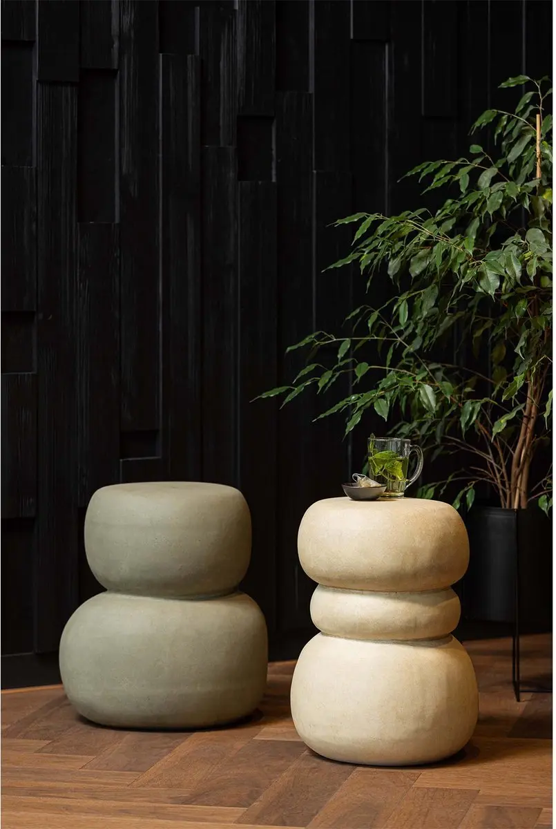 WOOOD Yvo Bijzettafel Betonlook - Naturel - 37x35cm - afbeelding 3 van 6