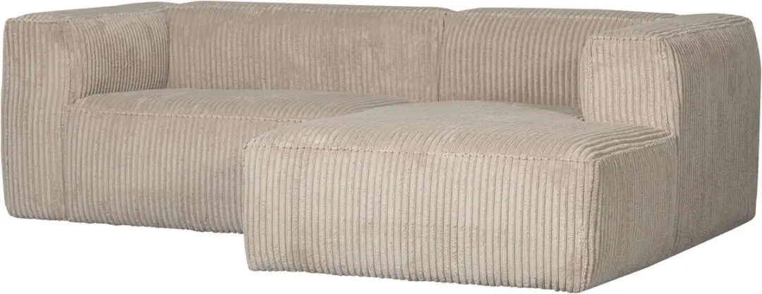 WOOOD Bean Chaise Longue Bank Rechts - Ribstof - Travertin -73x254x178