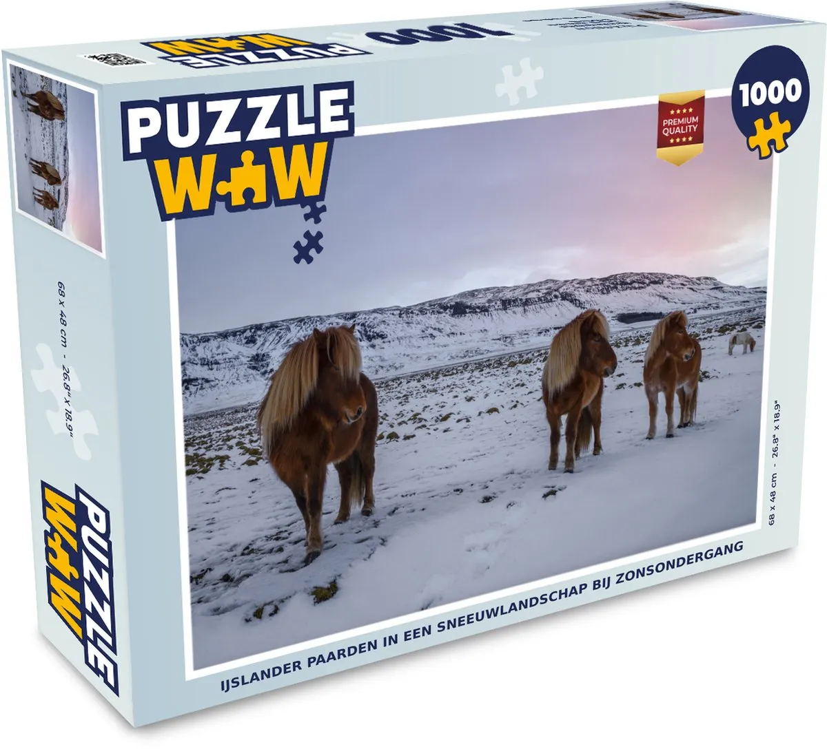 PuzzleWow Legpuzzel IJslanders in Sneeuwlandschap 1000 Stuks - Multicolor