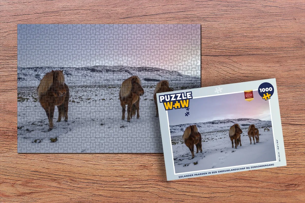 PuzzleWow Legpuzzel IJslanders in Sneeuwlandschap 1000 Stuks - Multicolor