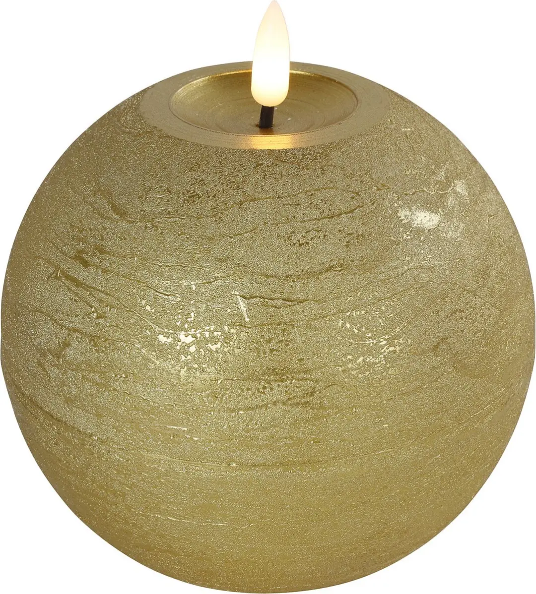 Countryfield LED kaars/bolkaars- goud - B12 x H12,5 cm - Lyon - warm wit