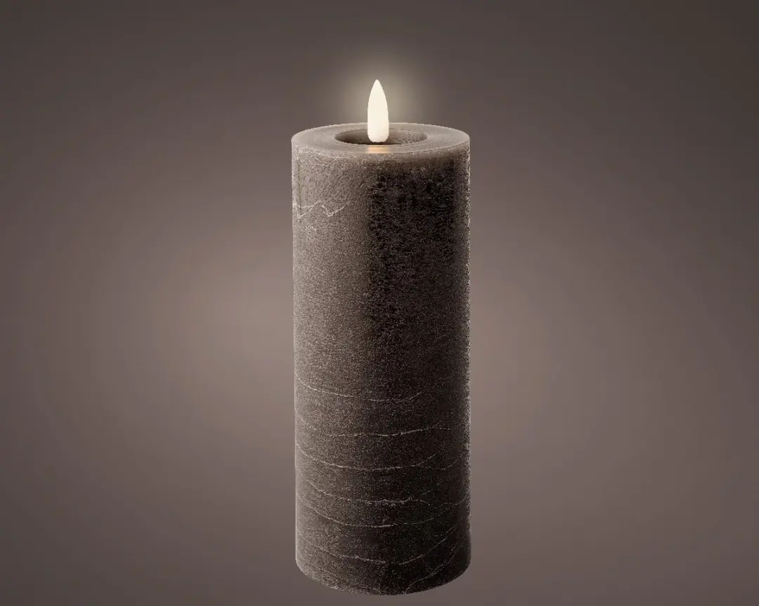 Lumineo LED Kaars Grijs Warm Wit 7x19cm - afbeelding 3 van 5