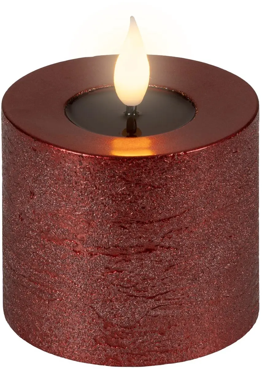 Lumineo led kaars echt wax ossenbloedrood 9,5 cm flikkerend