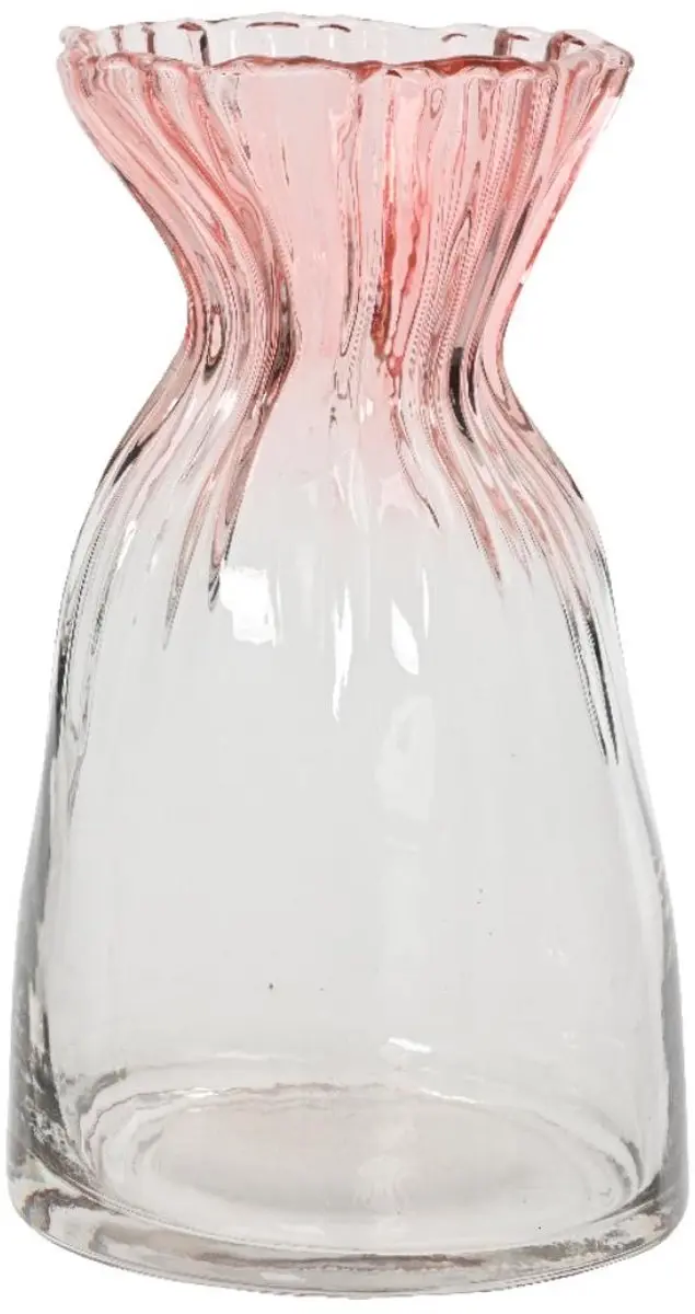 Vaas glas H20.5cm zacht roze