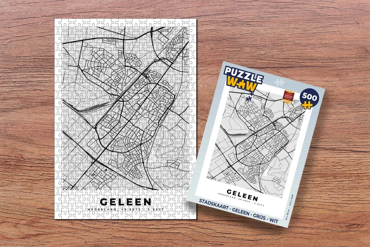 PuzzleWow Stadskaart Geleen Legpuzzel 500 Stuks - Multicolor