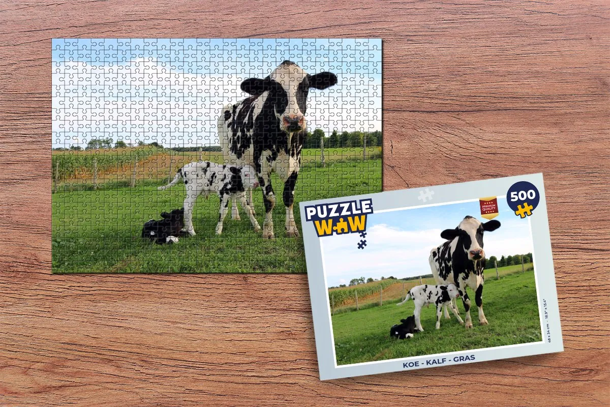 PuzzleWow Puzzel Koe & Kalf - 500 Stuks - Multicolor