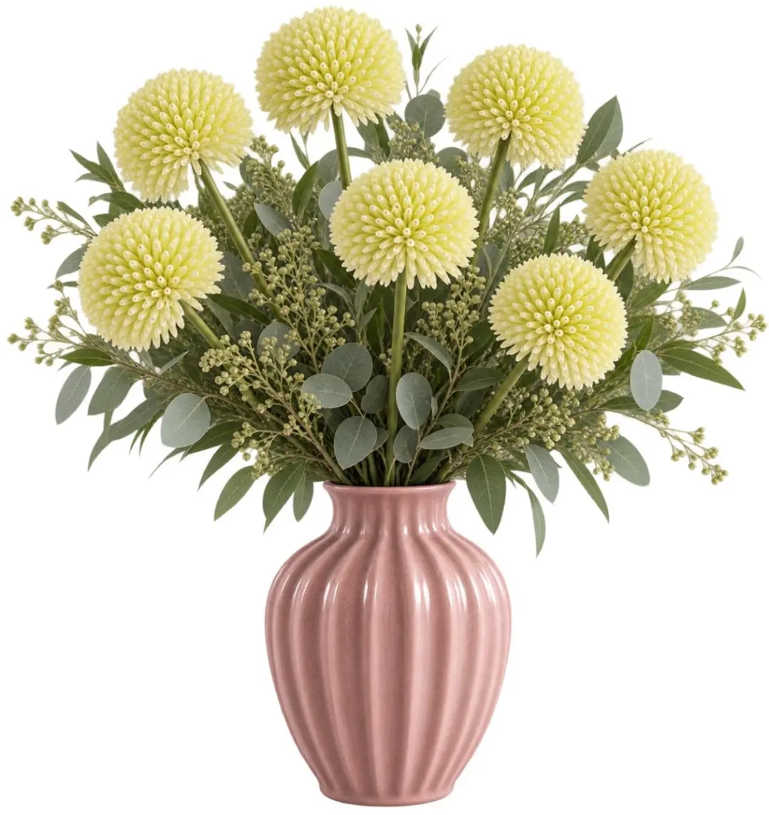 Bellatio Design Sierui Globemaster kunstbloem - 8x - losse steel - creme wit - 44 cm - Natuurlijke uitstraling