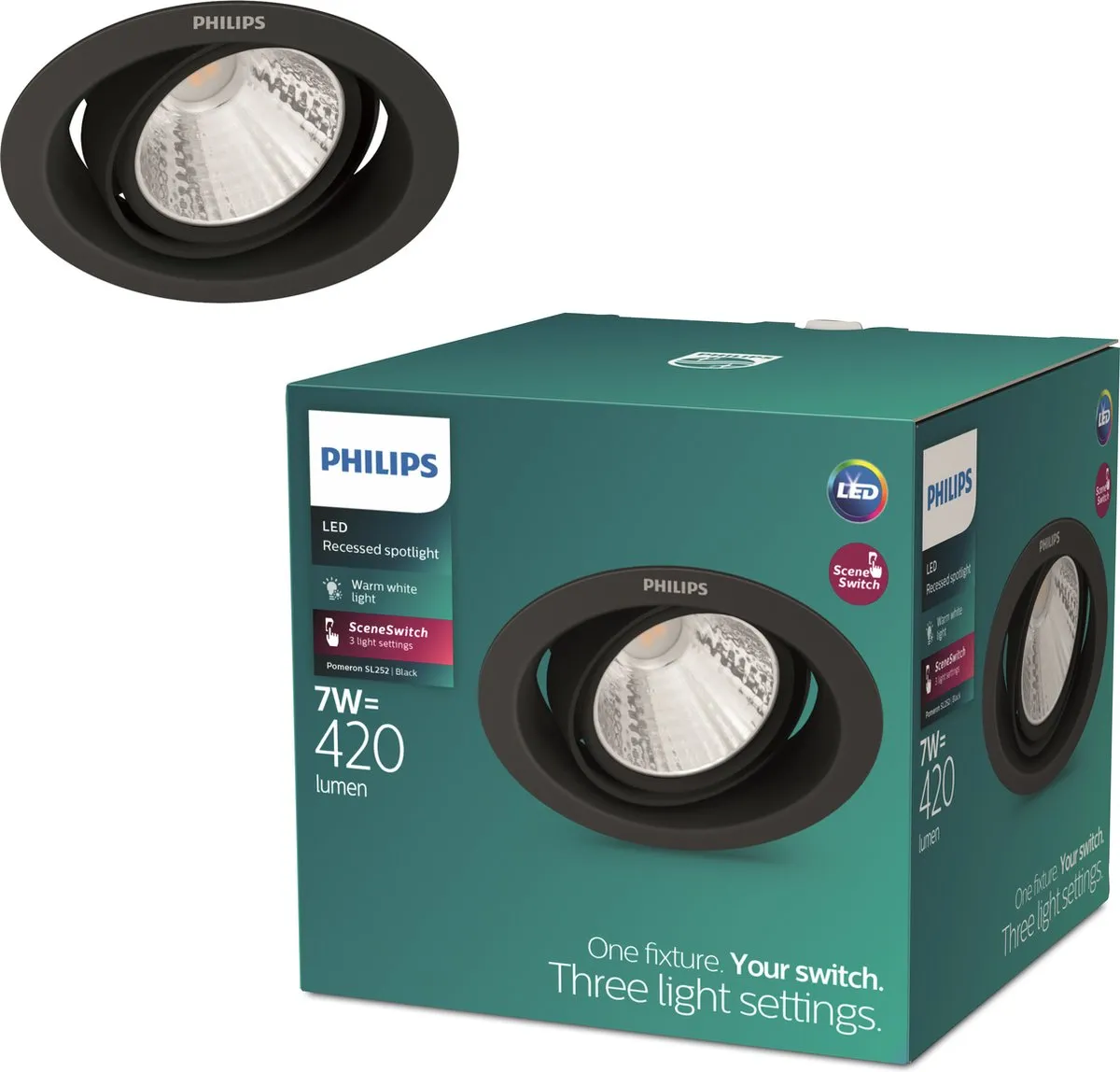 Philips Pomeron Inbouwspot 7W Warmwit