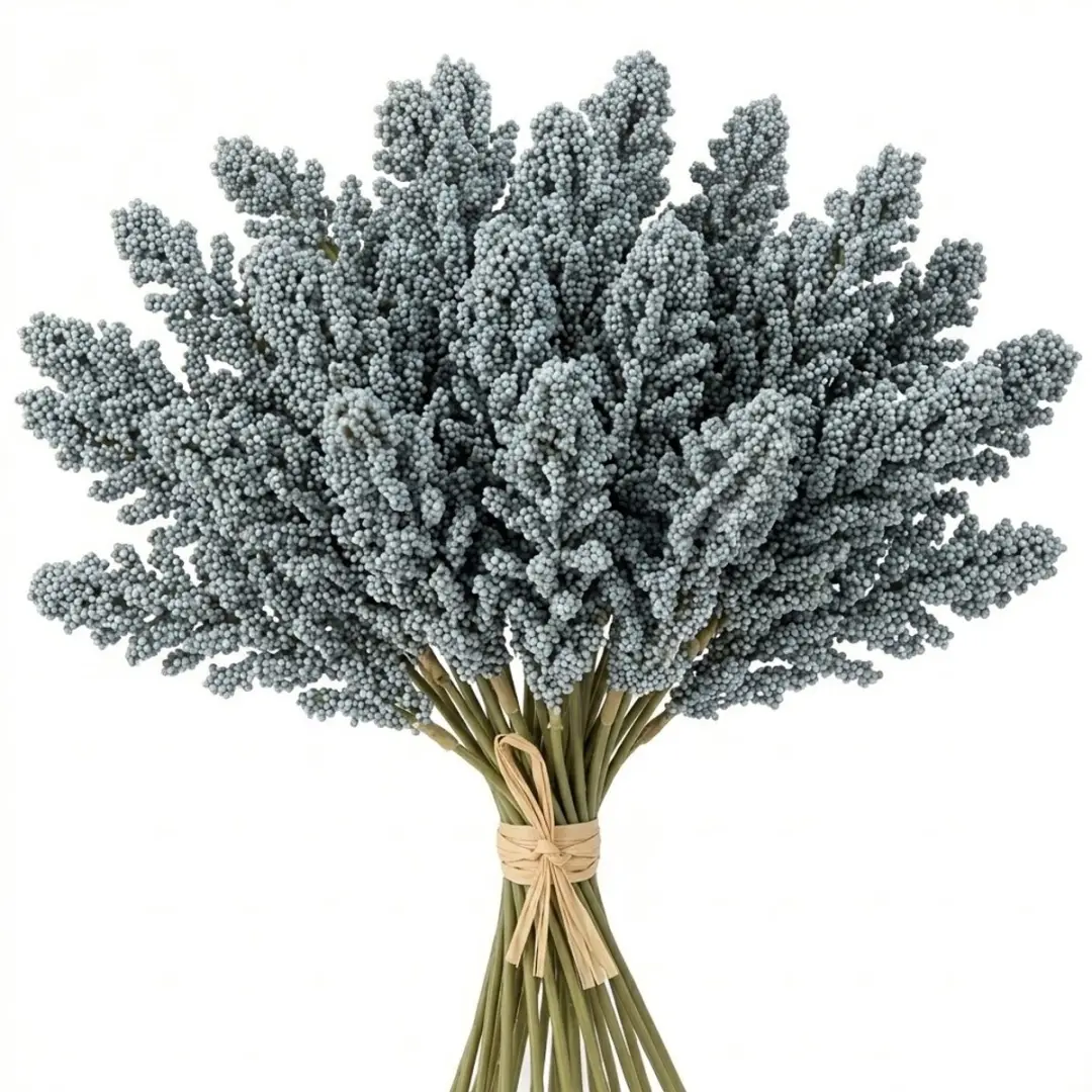 Blauw kunstbloemen lavendel takjes set 6 stuks decoratie bloemen foam structuur voor interieur bruiloft en DIY styling