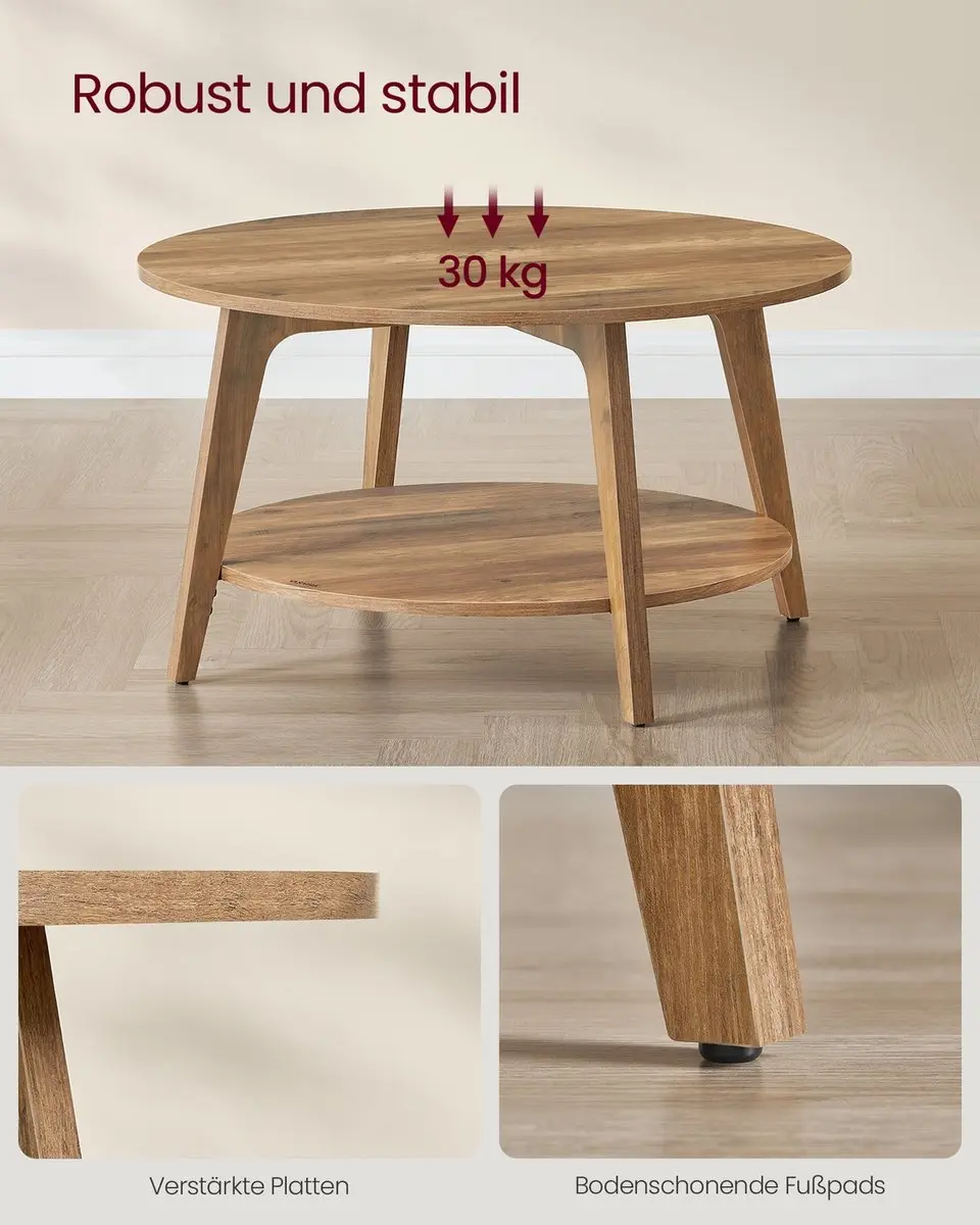 Songmics MAEZO Salontafel 80cm - Honingbruin - afbeelding 6 van 6