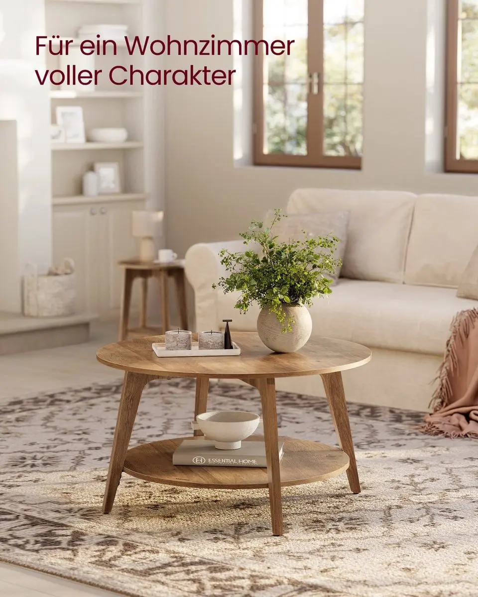 Songmics MAEZO Salontafel 80cm - Honingbruin - afbeelding 5 van 6