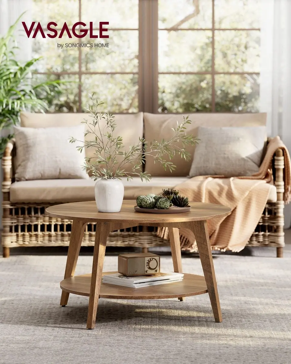 Songmics MAEZO Salontafel 80cm - Honingbruin - afbeelding 4 van 6
