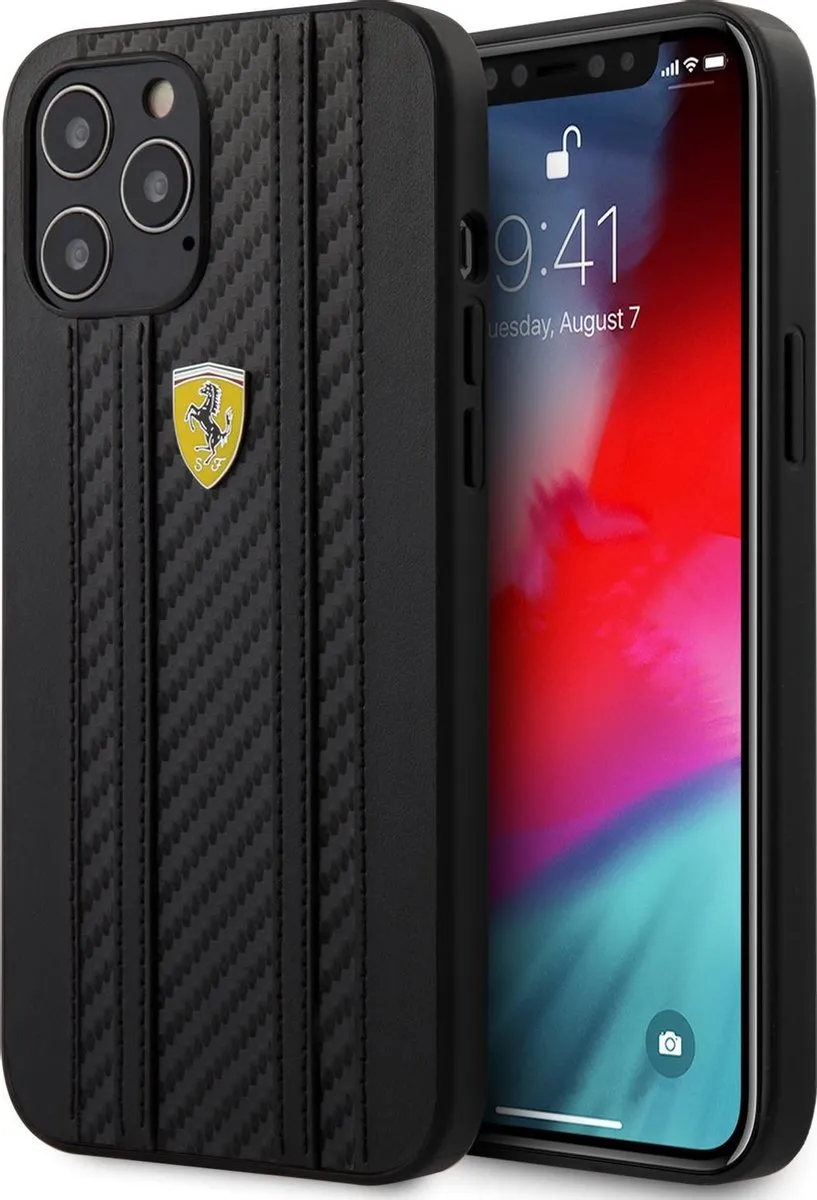 Ferrari Carbon Stripes Hoesje iPhone 12 Pro Max