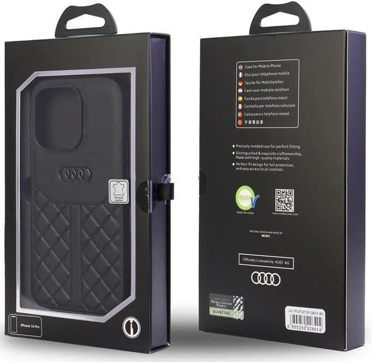 Audi Back Case voor iPhone 13 Pro - Zwart - Genuine Leather - afbeelding 5 van 6