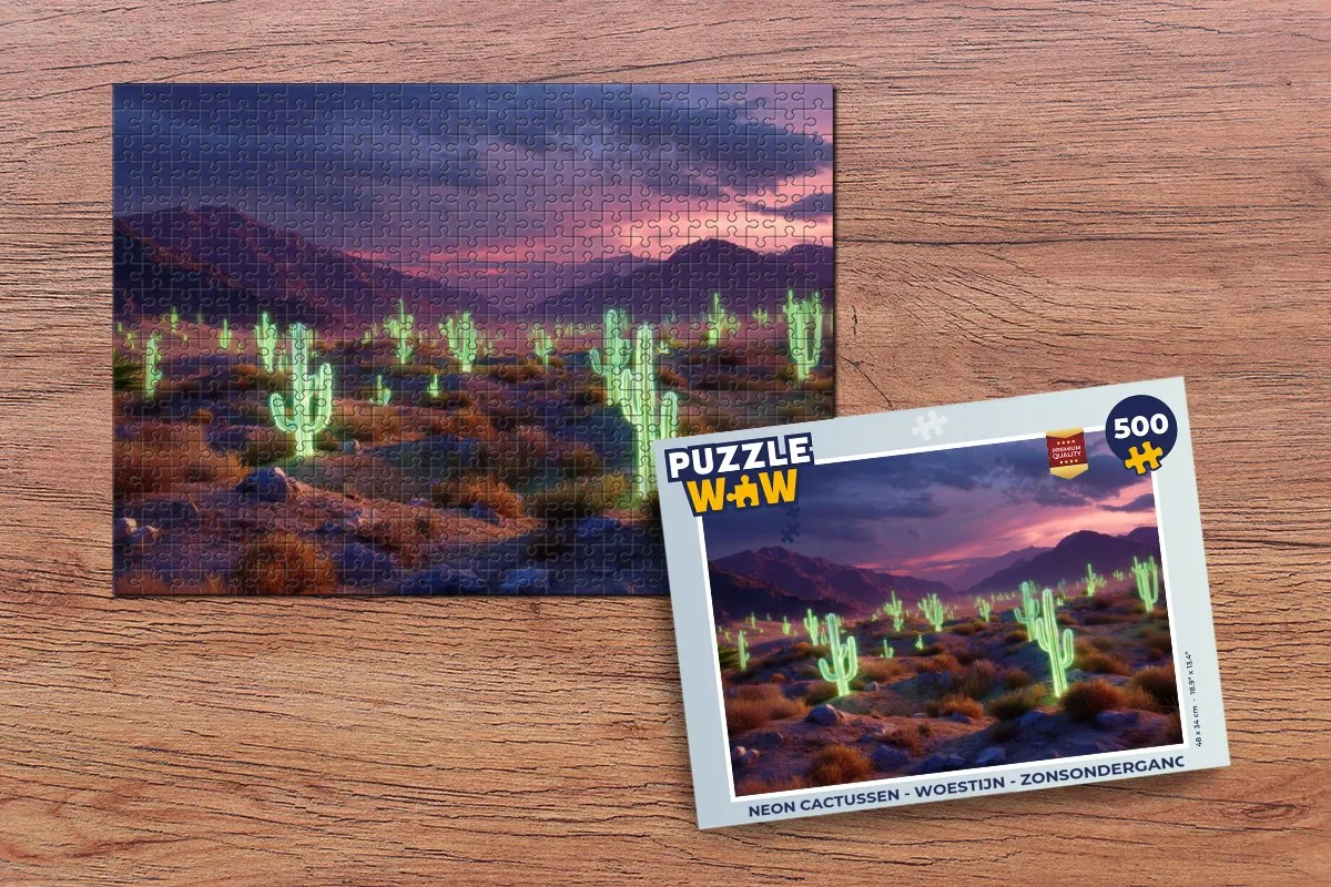 PuzzleWow Neon Cactussen Legpuzzel 500 Stuks