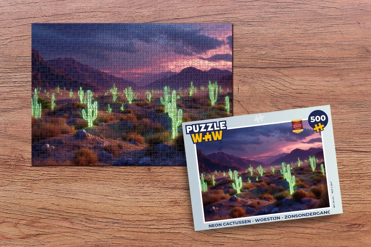 PuzzleWow Neon Cactussen Legpuzzel 500 Stuks