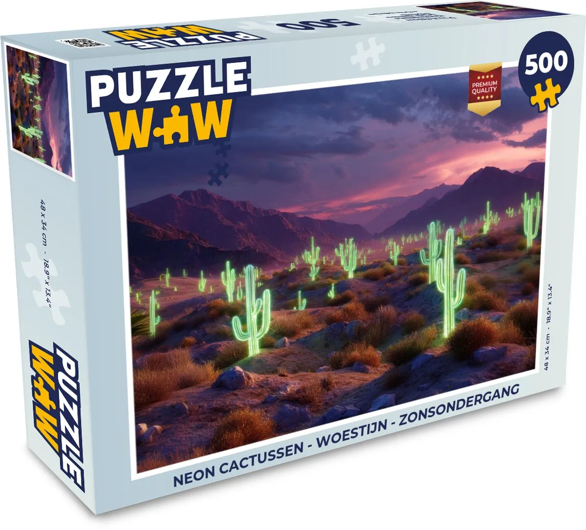 PuzzleWow Neon Cactussen Legpuzzel 500 Stuks