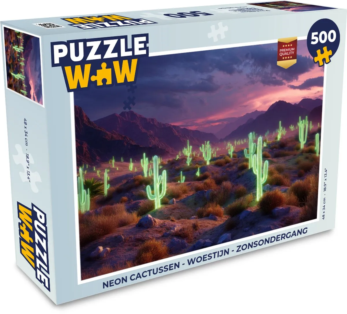 PuzzleWow Neon Cactussen Legpuzzel 500 Stuks