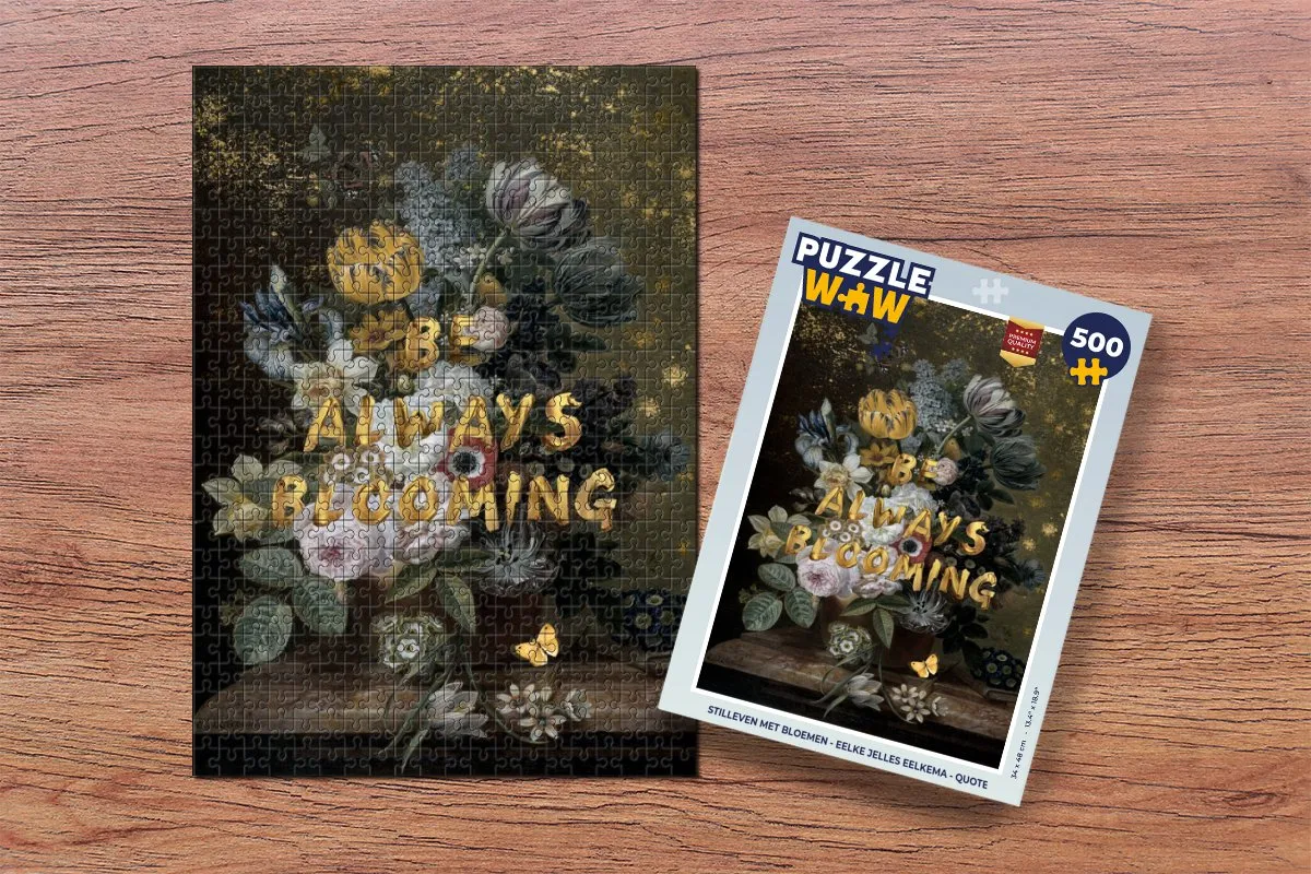PuzzleWow Stilleven met bloemen Legpuzzel 500 Stuks - Eelke Jelles Eelkema Quote - Multicolor