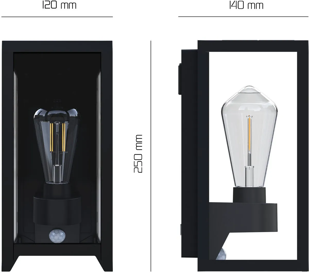 Ledvion Solar LED Wandlamp 4W - 2700K - IP44 - Zwart