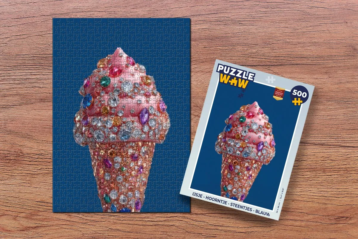 PuzzleWow IJsje Hoorntje Steentjes Legpuzzel 500 Stuks - Blauw