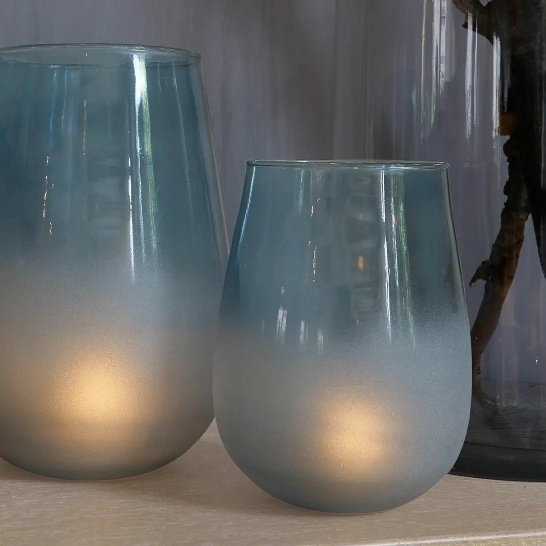 Loberon Windlichtset 3 Stuks Miristelle Blauw - afbeelding 3 van 6