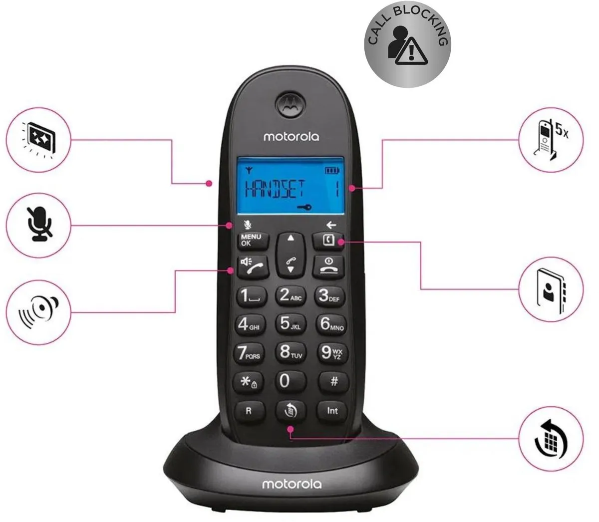 Motorola 1001 Draadloze Telefoon - 1 Handset - Antraciet
