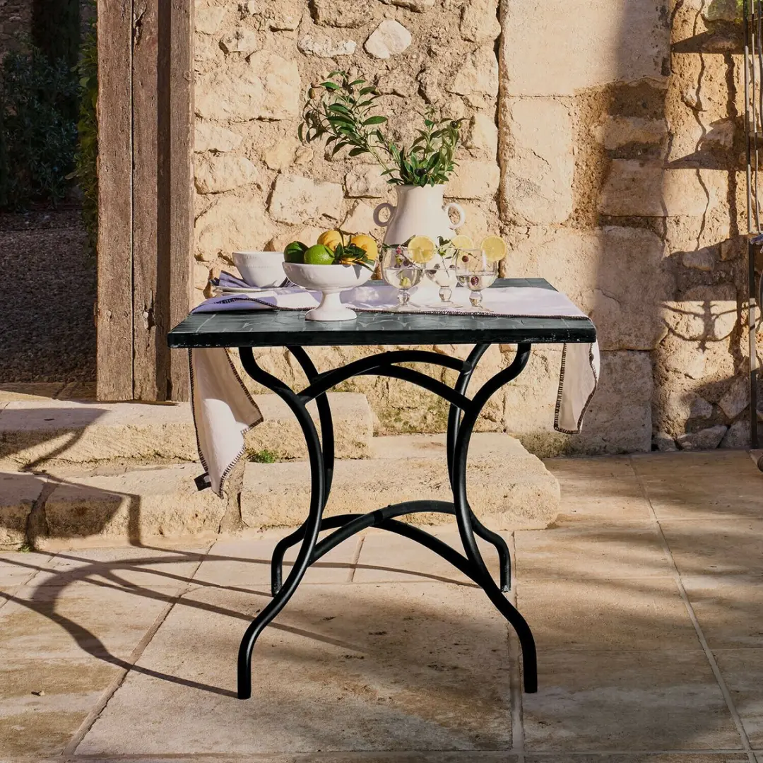 Loberon Maurelle Tafel - 6 Personen - Zwart/Groen - afbeelding 2 van 6