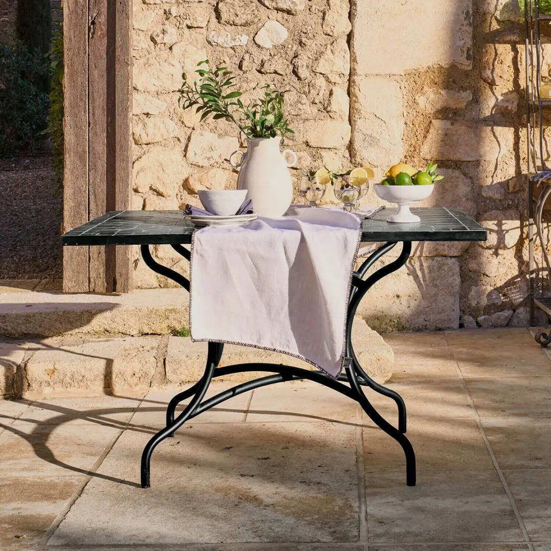 Loberon Maurelle Tafel - 6 Personen - Zwart/Groen - afbeelding 6 van 6
