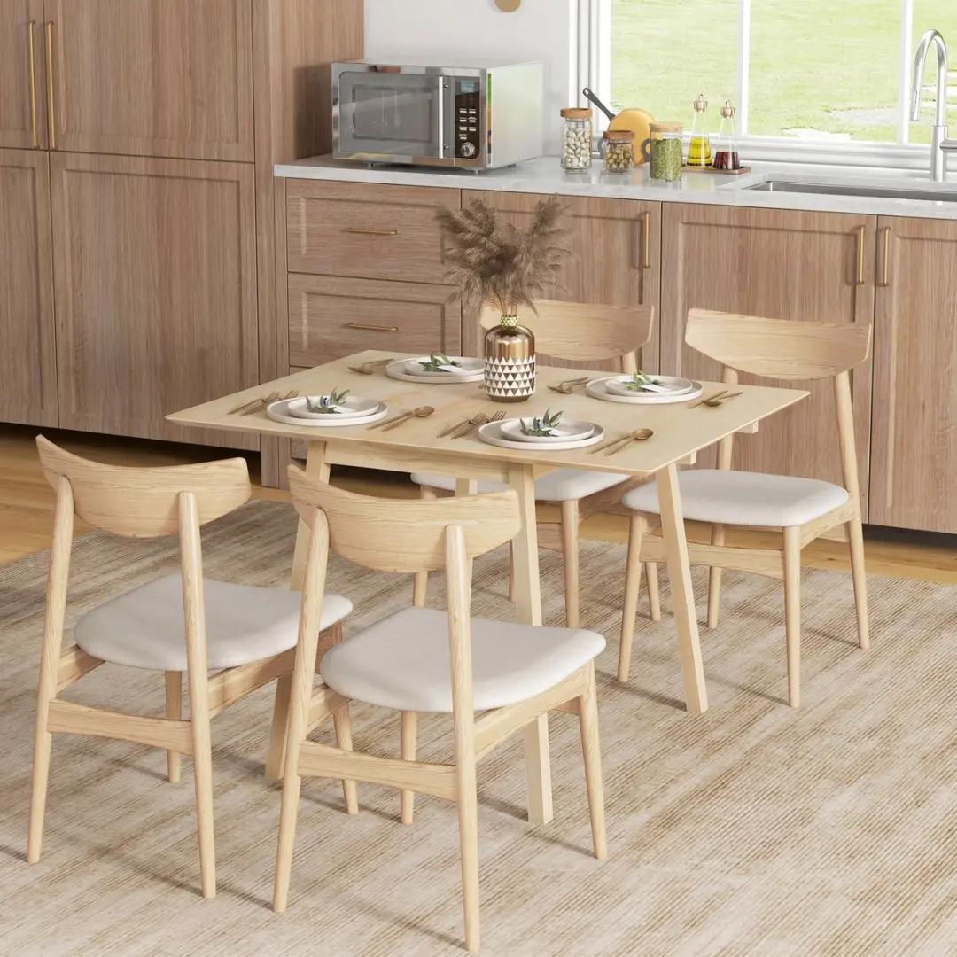 Homcom Opklapbare Eettafel 110x86cm Bruin - afbeelding 2 van 6