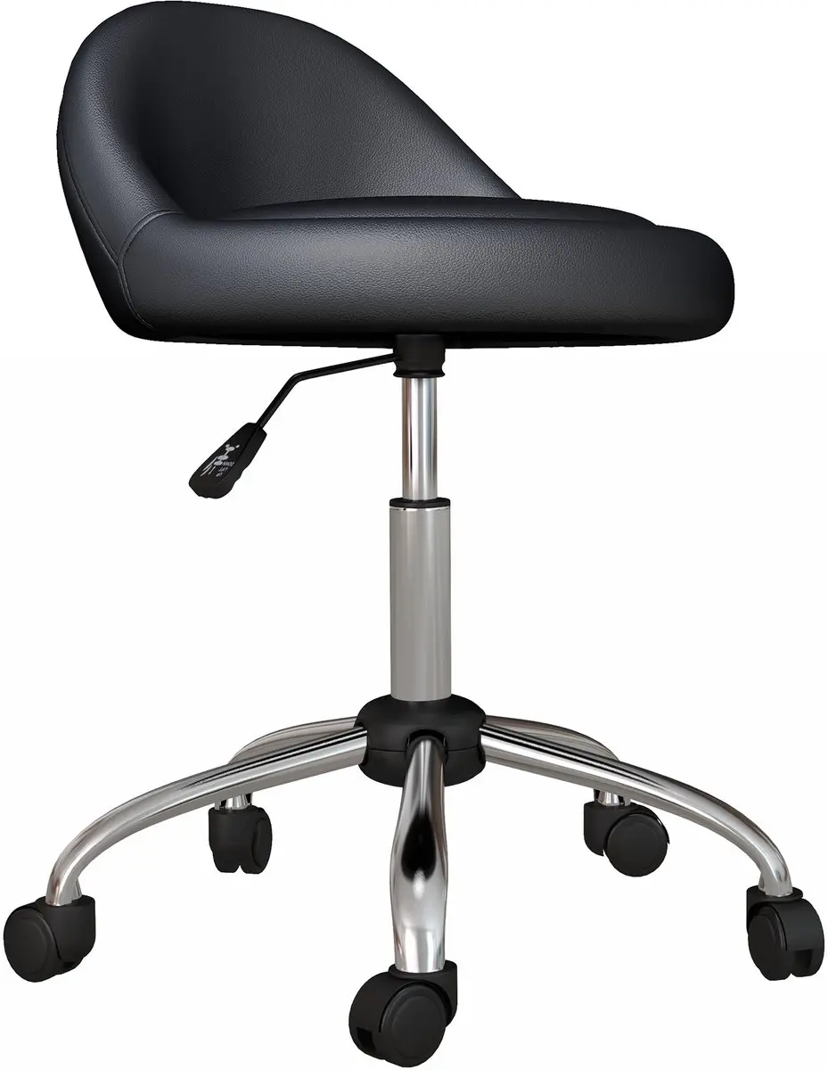 HOMCOM-Salonstuhl-Kunstleder-Ø35 x 63-83H cm-Schwarz
