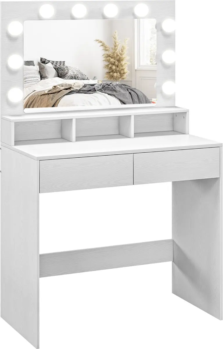 HOMCOM Kaptafel Spaanplaat, glas 80L x 40B x 135H cm Wit