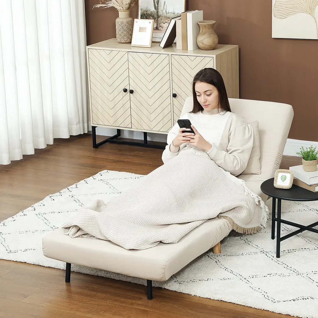 Homcom Slaapfauteuil 2-in-1 Beige - afbeelding 6 van 6