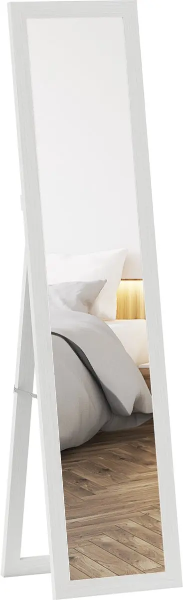 HOMCOM Volledige lengte spiegel MDF, gehard glas 37L x 3,8B x 157H cm Wit