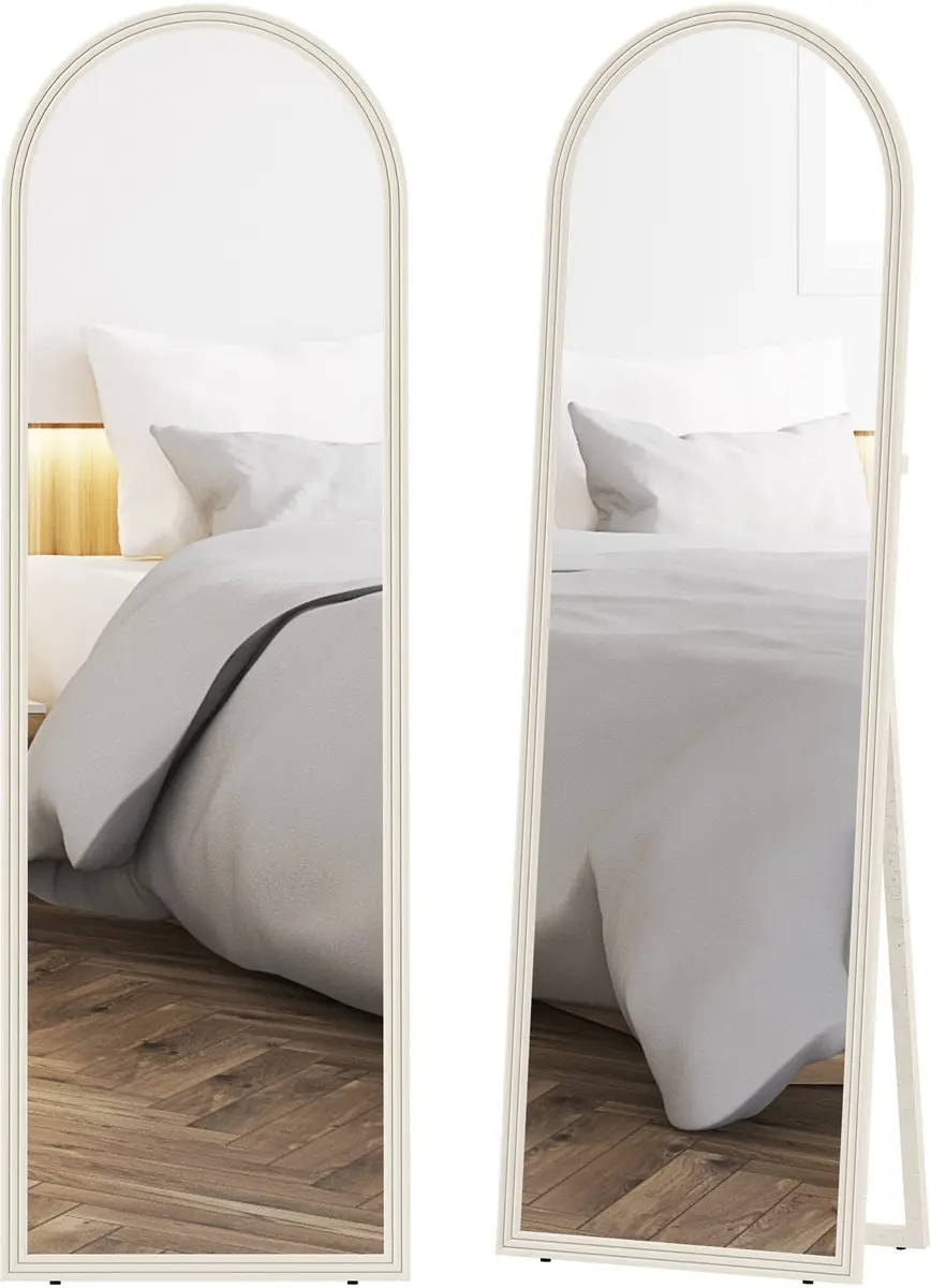 HOMCOM Spiegel over de volledige lengte PS, gehard glas 50L x 3,7B x 160H cm Wit