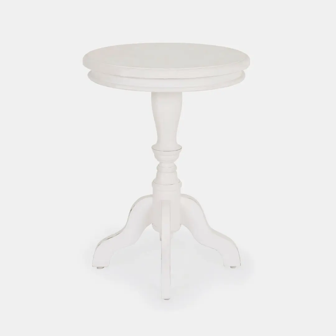 Loberon Mengomeyen Bijzettafeltje - Ø48cm Wit - afbeelding 2 van 6