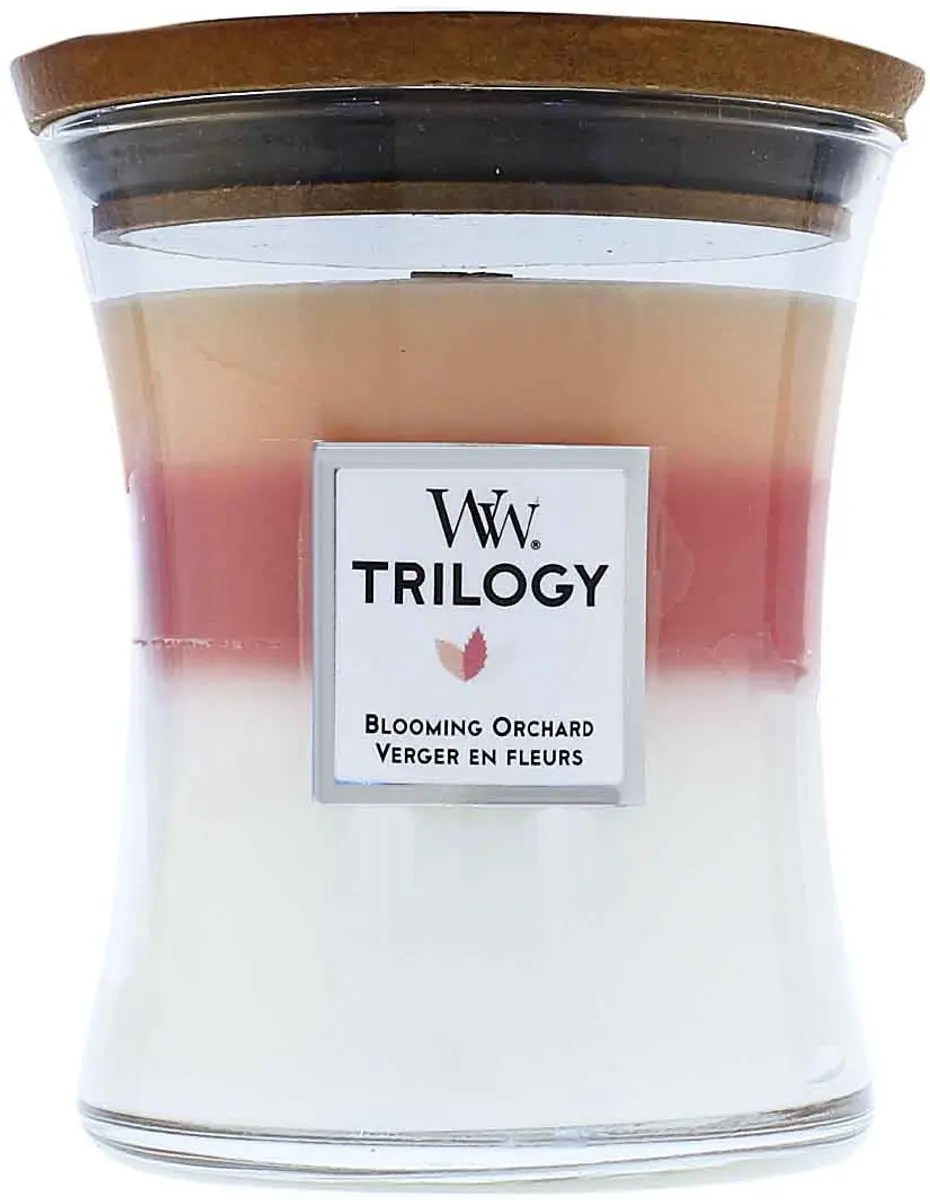 WoodWick Hourglass Trilogy Blooming Orchard Medium Geurkaars - afbeelding 5 van 6