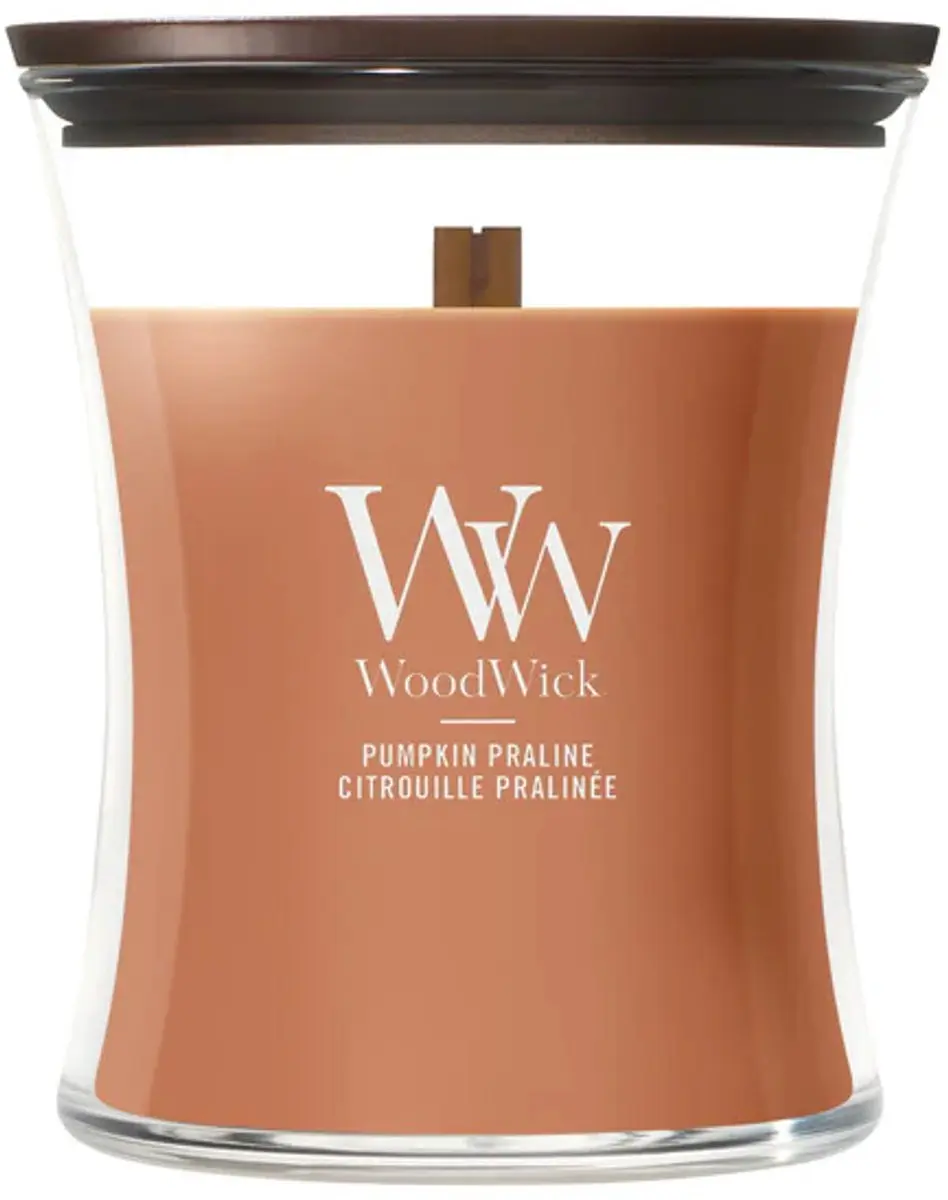 WoodWick Hourglass Pumpkin Praline Geurkaars