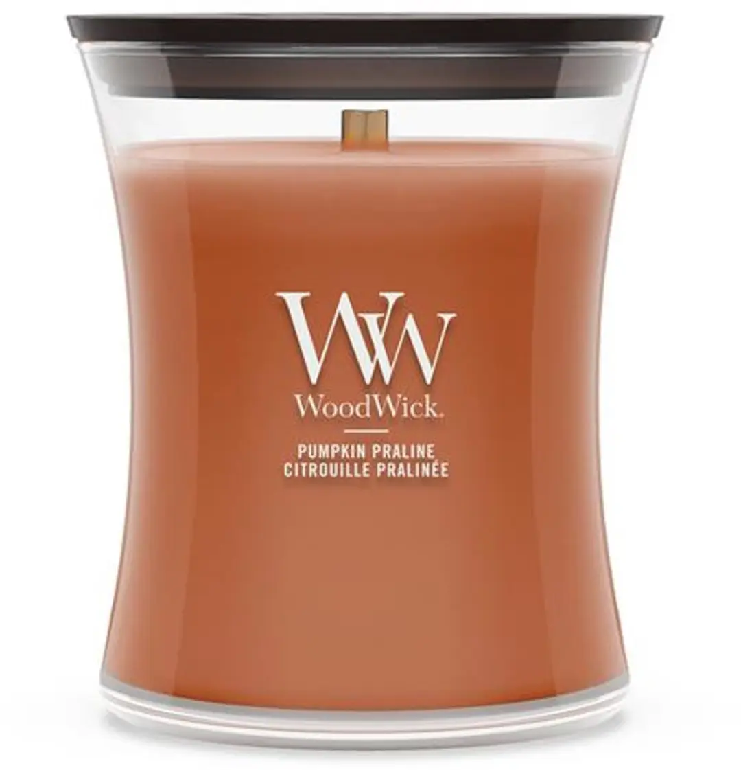 WoodWick Hourglass Pumpkin Praline Geurkaars - 60 branduren - afbeelding 5 van 5