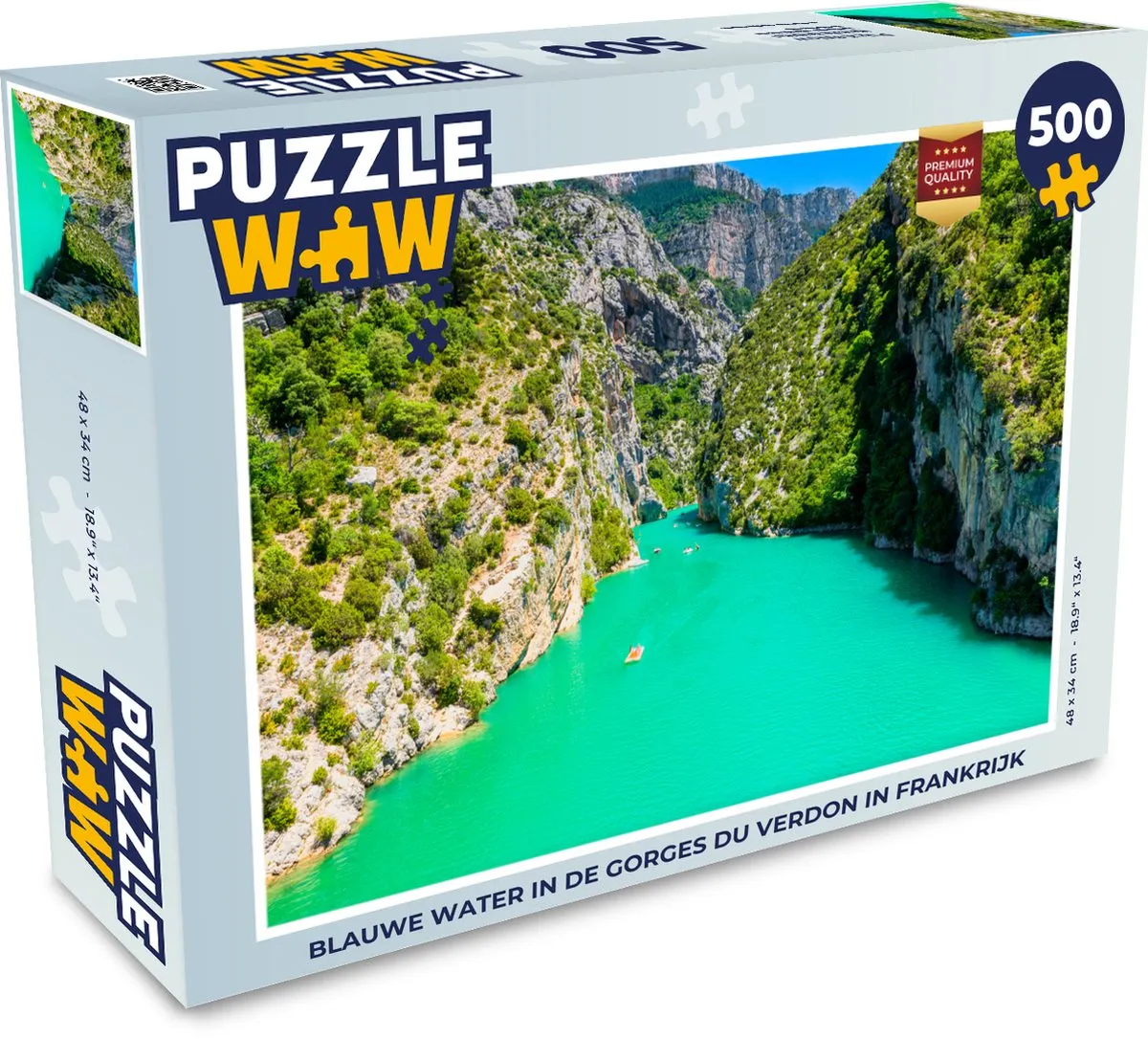 PuzzleWow Legpuzzel Blauwe water Gorges du Verdon 500 Stuks
