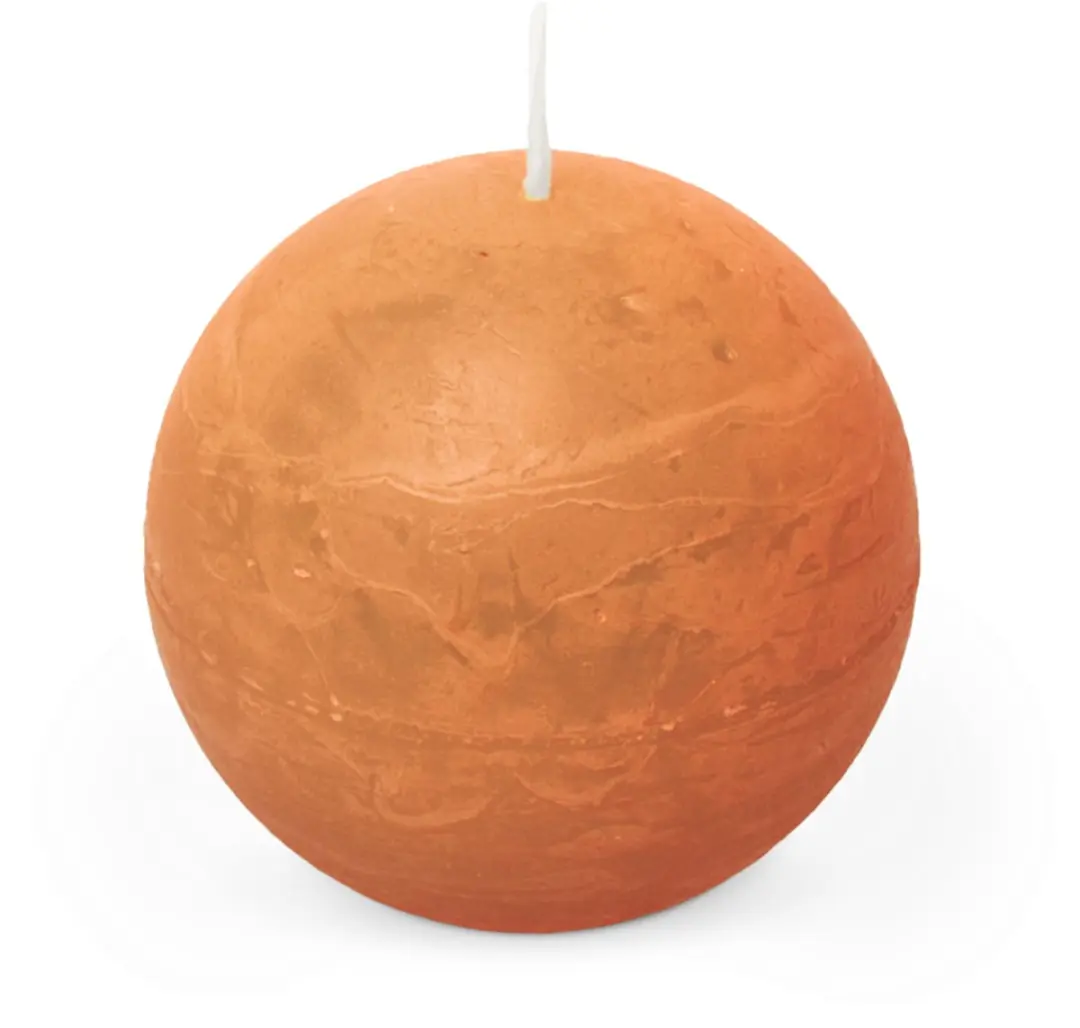 Kaars rustiek bol 80 mm oranje Spaas
