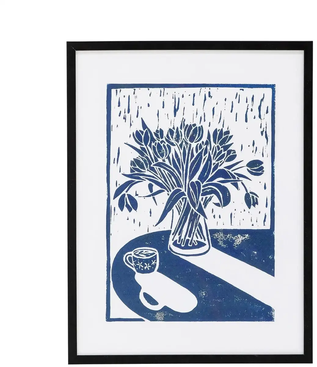 Bloomingville Wanddecoratie hout zwart Tulips 32x42cm