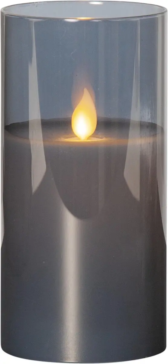 Star Trading Kaars M-Twinkle, zuilkaars, zwart, rookglas, LED, timer, warm wit,