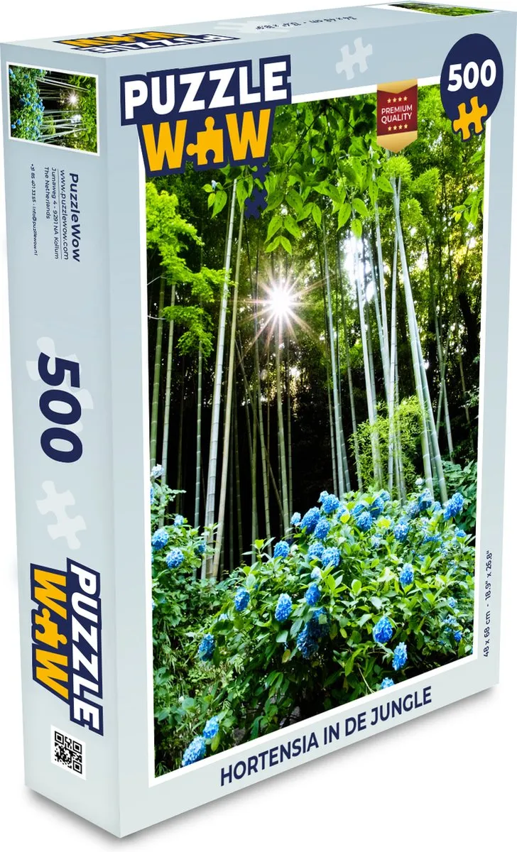 PuzzleWow Hortensia in de Jungle Legpuzzel 500 Stuks