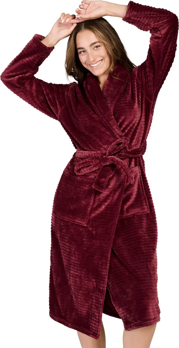 Ten Cate Basics badjas cherry burgundy voor Dames