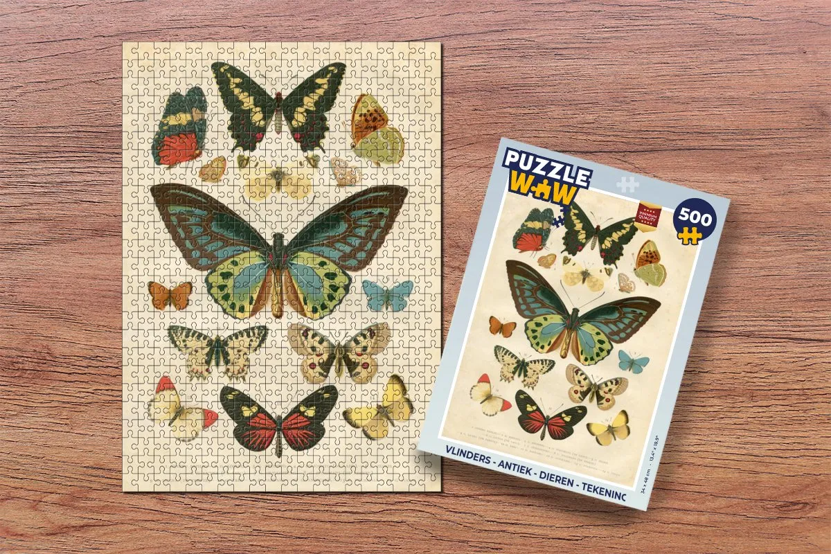 PuzzleWow Vlinders Legpuzzel 500 Stuks - Multicolor