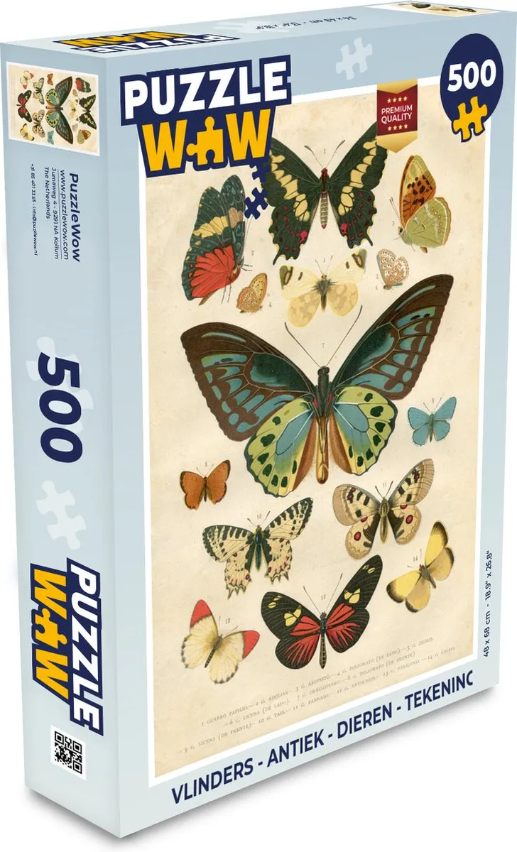 PuzzleWow Vlinders Legpuzzel 500 Stuks